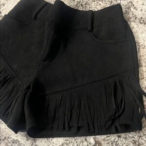 Crazy Train Any Fringe of Mine Black Suede Sparkle Shorts - Brand New Large